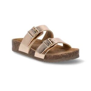 Wonder Nation Buckle Sandal Girl Size 2 Little Girl Gold Slip On Comfort Footbed